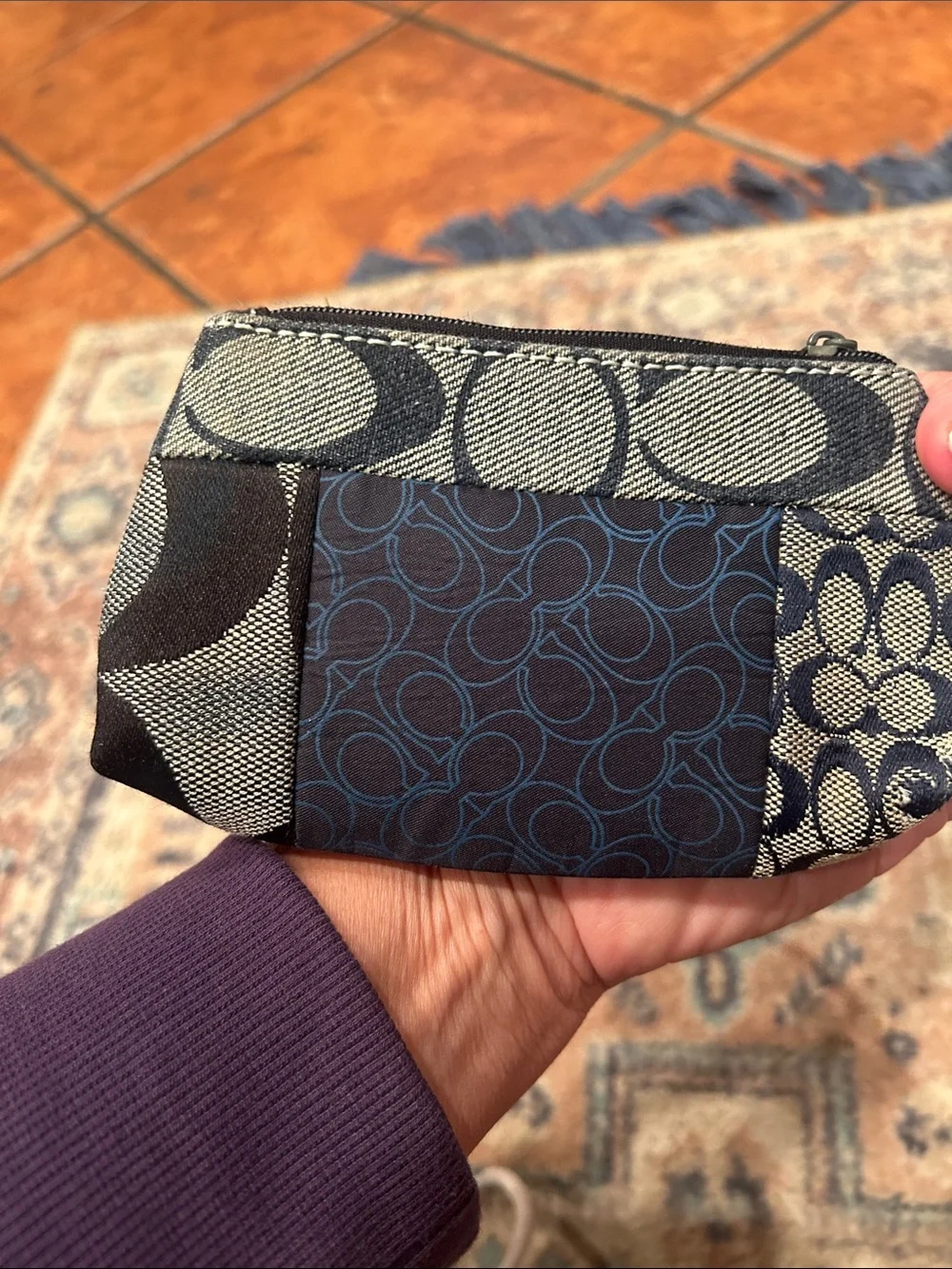 Y2K COACH Navy and Black Patterned Wristlet